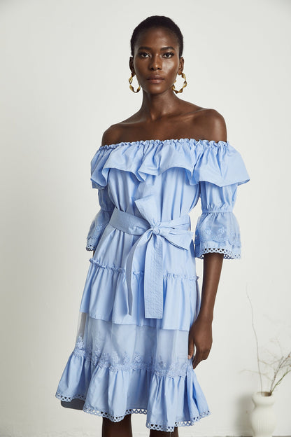Sophie offshoulder tiered midi dress