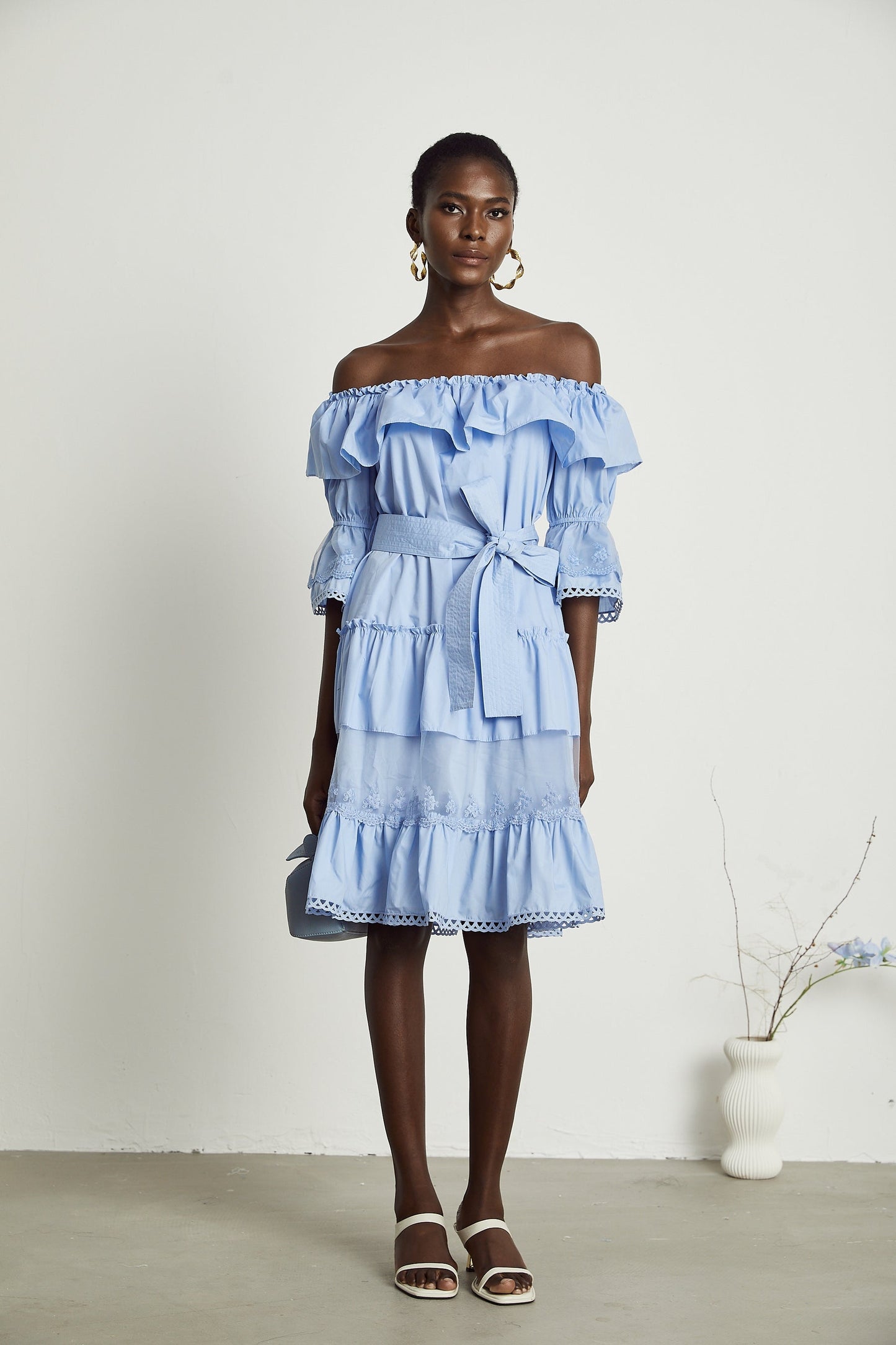 Sophie offshoulder tiered midi dress