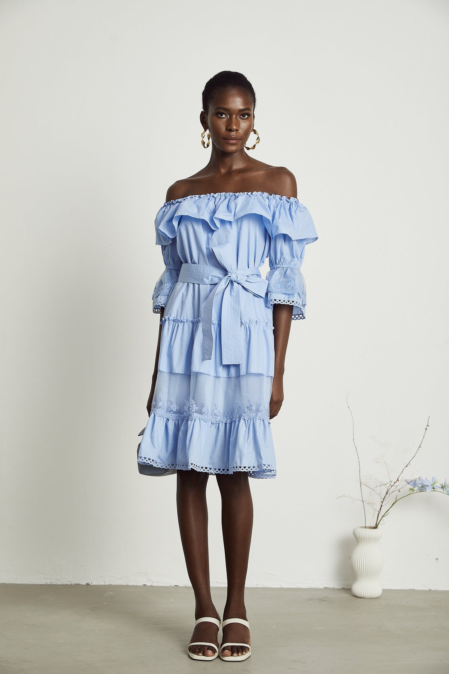 Sophie offshoulder tiered midi dress