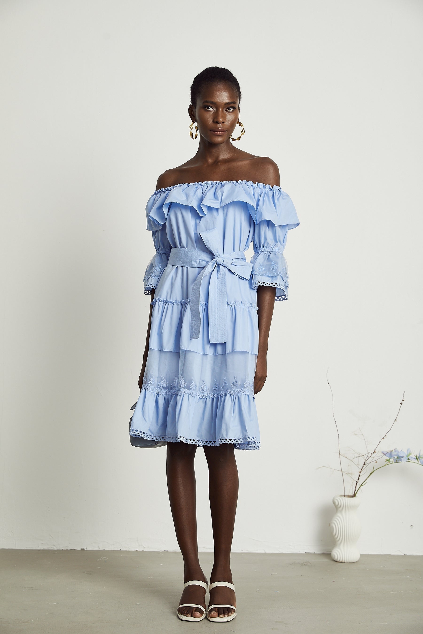 Sophie offshoulder tiered midi dress