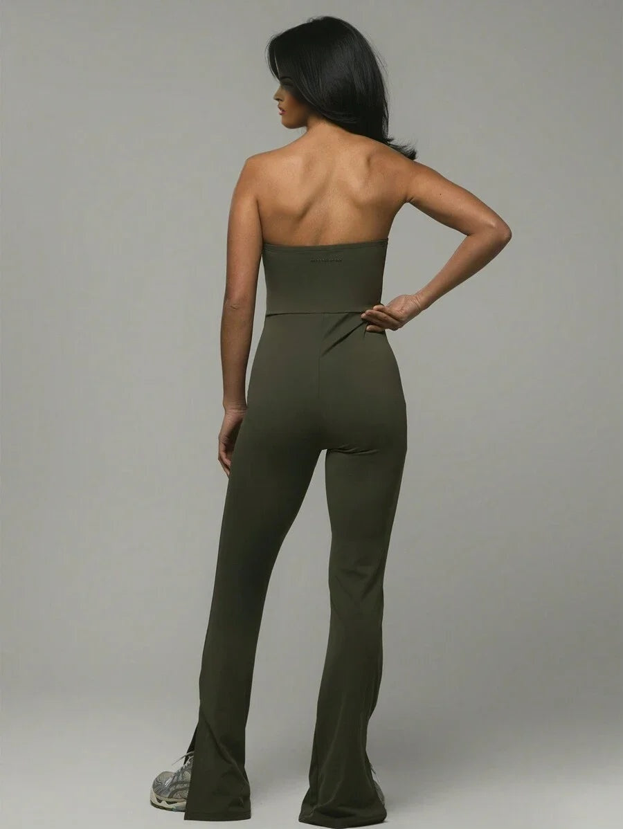 Sport Bandeau Fared JumpsuitPadel Tennis Pickleball Gym Fitness