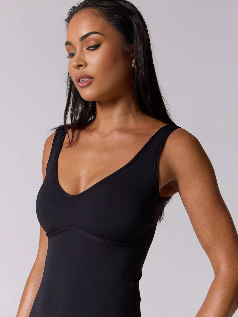 Sport Body Contouring Scoop Back Unitard Jumpsuit Elegant Casual Active Workout Gym Fall Autumn