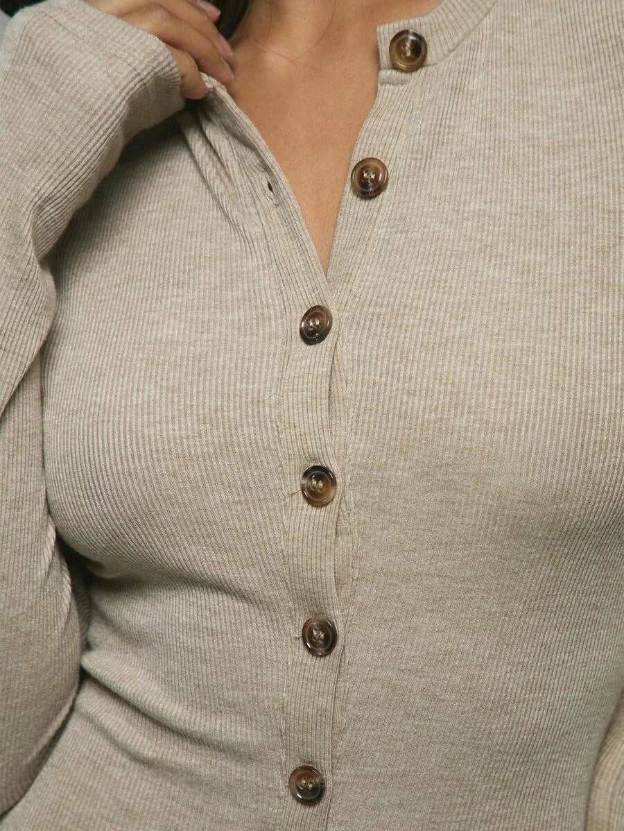 Sport Button Front Ribbed Jumpsuit Padel Tennis Pickleball Gym Fitness