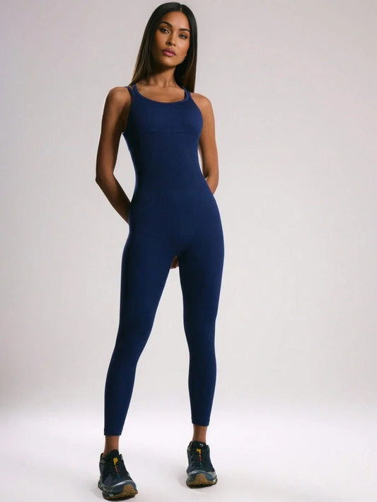 Sport Criss Cross Backless Unitard Sports Jumpsuit Padel Tennis Pickleball Gym Fitness