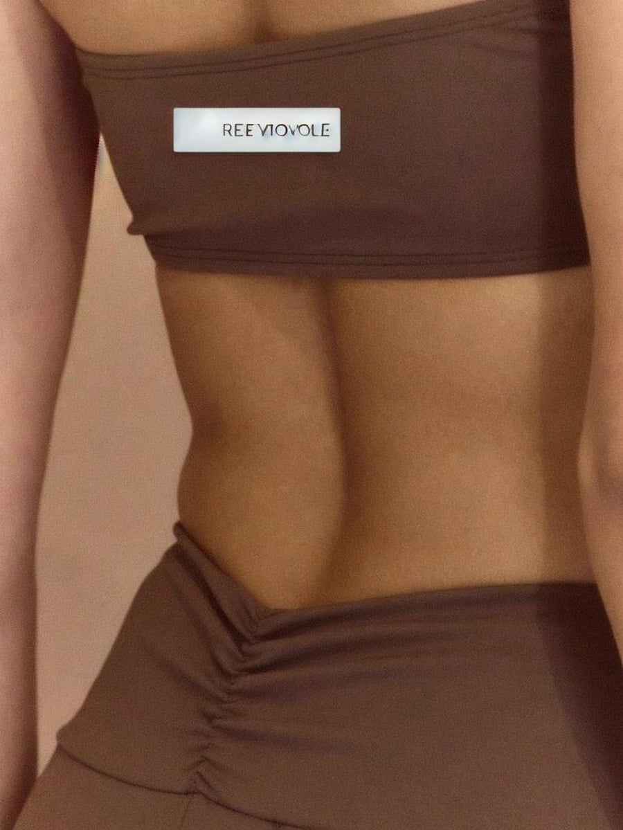 Sport Halterneck Ruched Front Sports Bra And Shorts Co Ord Set Elegant Casual Active Workout Gym