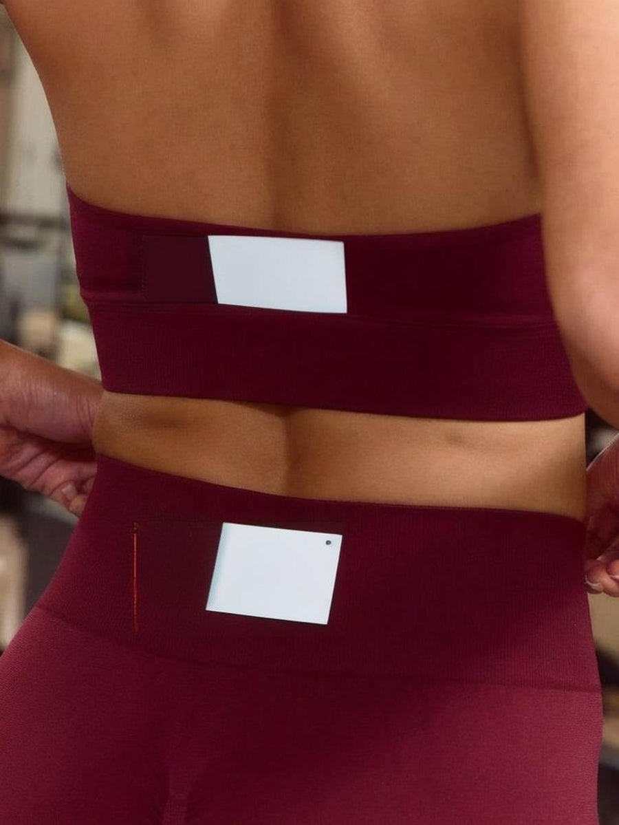 Sport Halterneck Sports Bra And Ruched Front Shorts Co Ord Set Elegant Casual Active Workout Gym