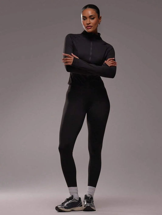 Sport High Neck Long Sleeve Seamless Fitted Zip Sport Jacket High Waisted Stretch Leggings Co Ord