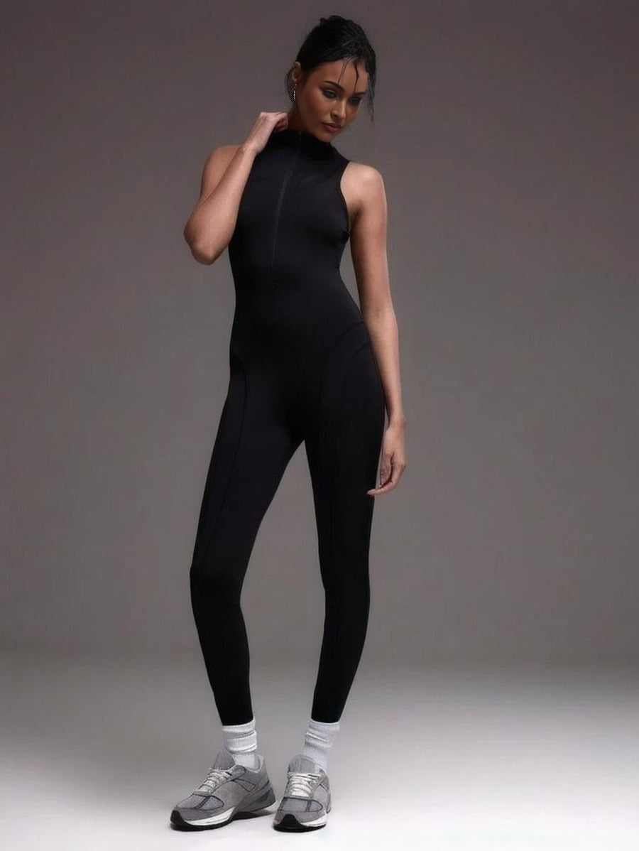 Sport High Neck Zip Up Unitard Padel Tennis Pickleball Gym Fitness