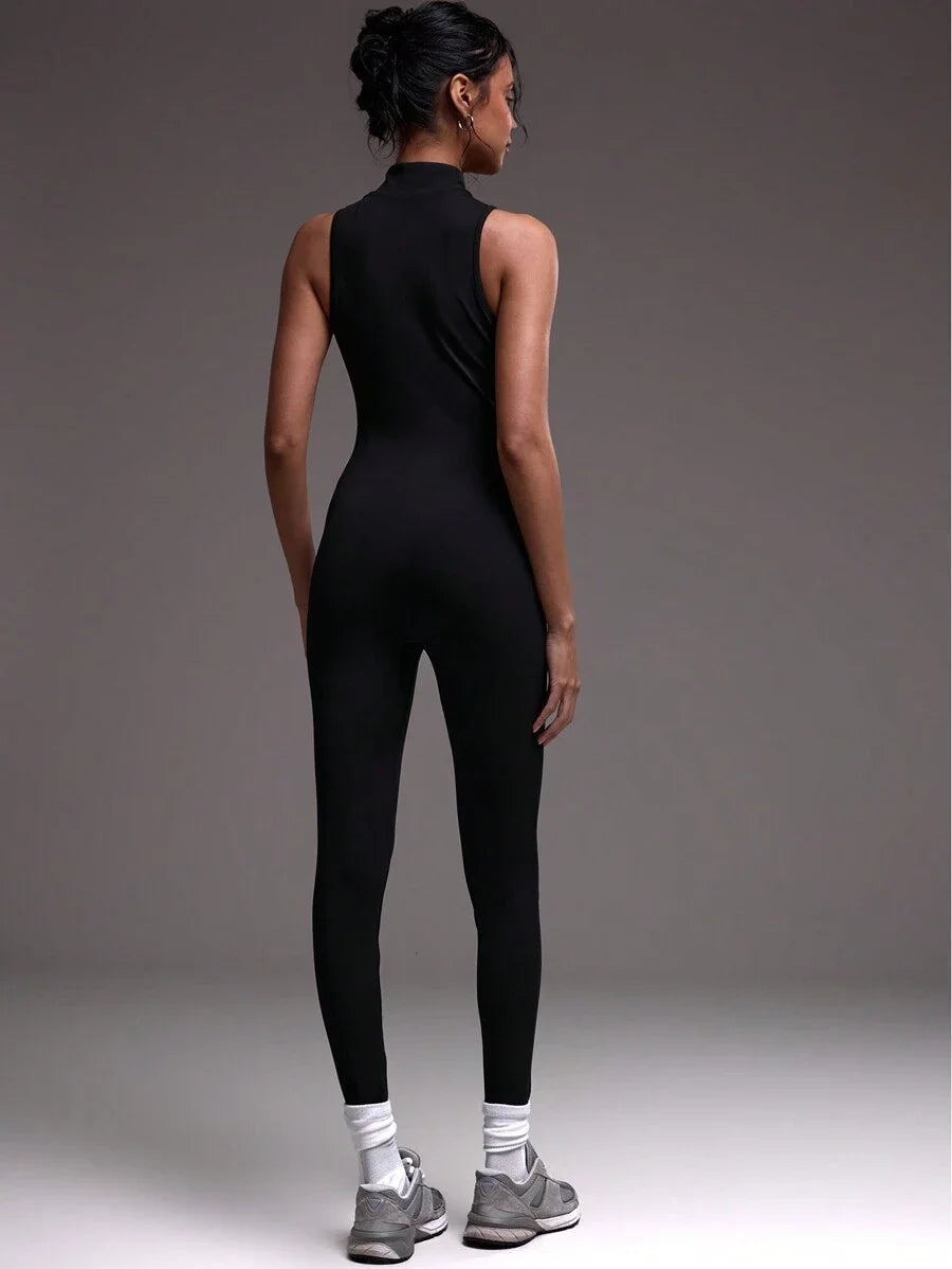 Sport High Neck Zip Up Unitard Padel Tennis Pickleball Gym Fitness