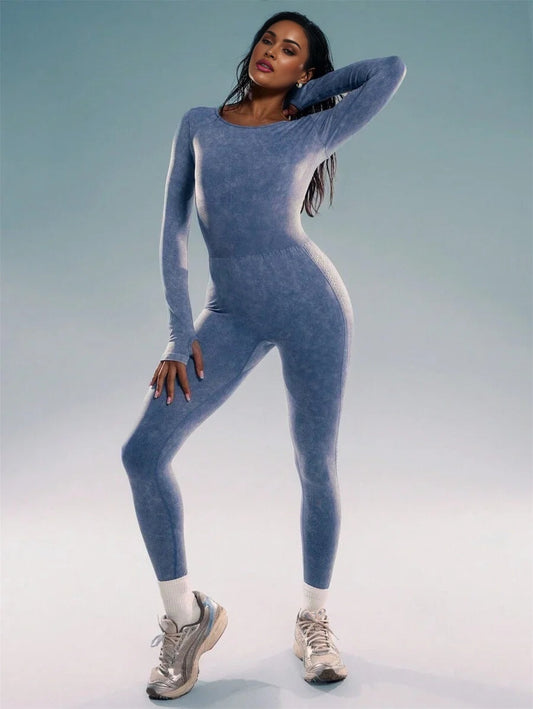 Sport Long Sleeve Crew Neck Unitard Gym Fitness