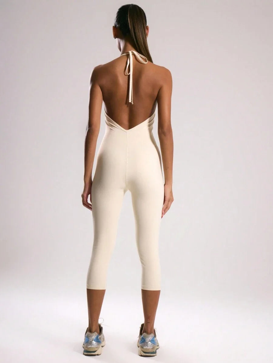 Sport Racer Halterneck 34 Length Unitard Padel Tennis Pickleball Gym Fitness