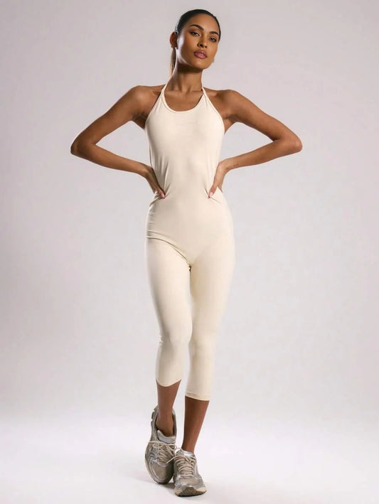 Sport Racer Halterneck 34 Length Unitard Padel Tennis Pickleball Gym Fitness