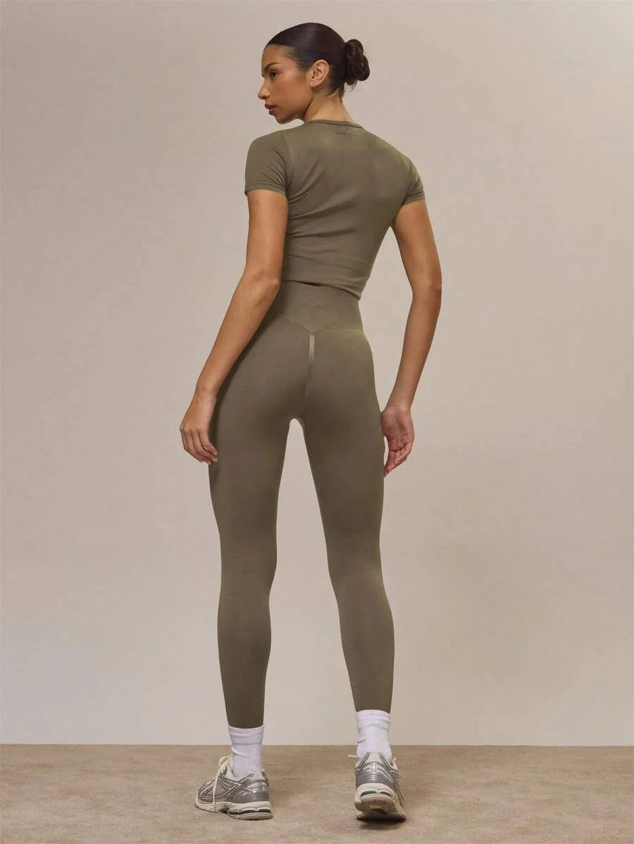 Sport Sculpt Fitted Short Sleeve Top And Leggings Set CoOrd Active Sports Workout Fall Autumn Cute