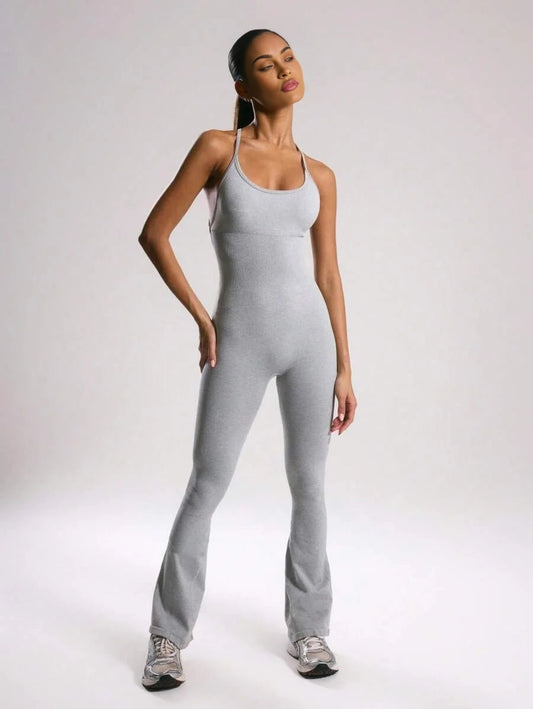 Sport Seamless Sculpt Flared Leg Unitard Padel Tennis Pickleball Gym Fitness