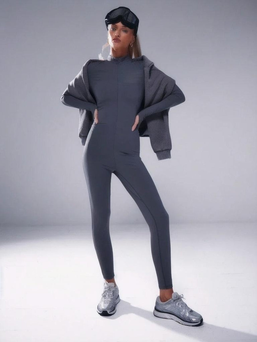 Sport Ski Graphic Zip Up Front Unitard Sports JumpsuitPadel Tennis Pickleball Gym Fitness