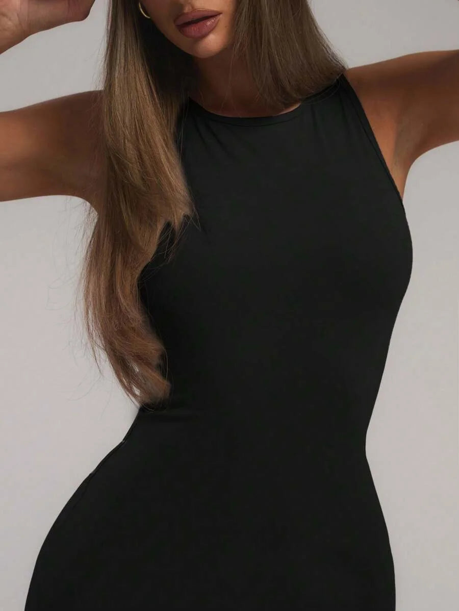 Sport Solid Color Sleeveless Tight Sports JumpsuitWomen Tennis Outfit Padel Racquetball Pickleball