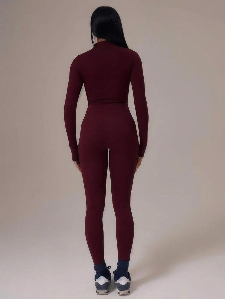 Sport Sport Seamless Sculpt Zip Detail Long Sleeve Jumpsuit Autumn Fall Winter Activewear Sport Gym