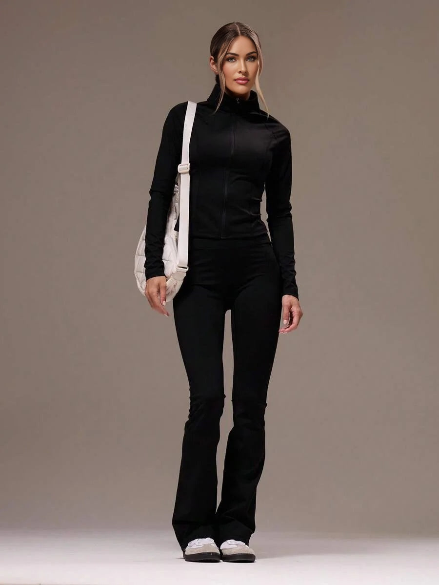 Sport Women Solid Color Sports Sets Gym Fitness Fall Winter