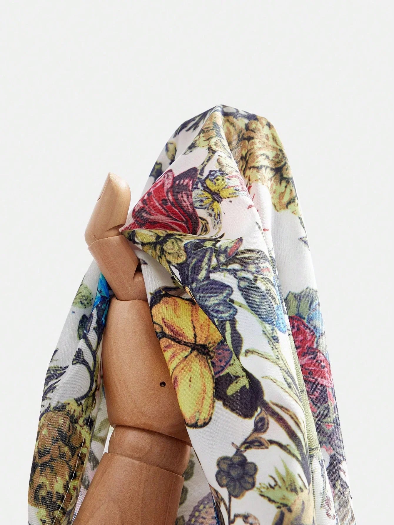 SpringSummer Dopamine Color Butterfly amp Floral Print Stand Collar Long Shirt Dress With Belt