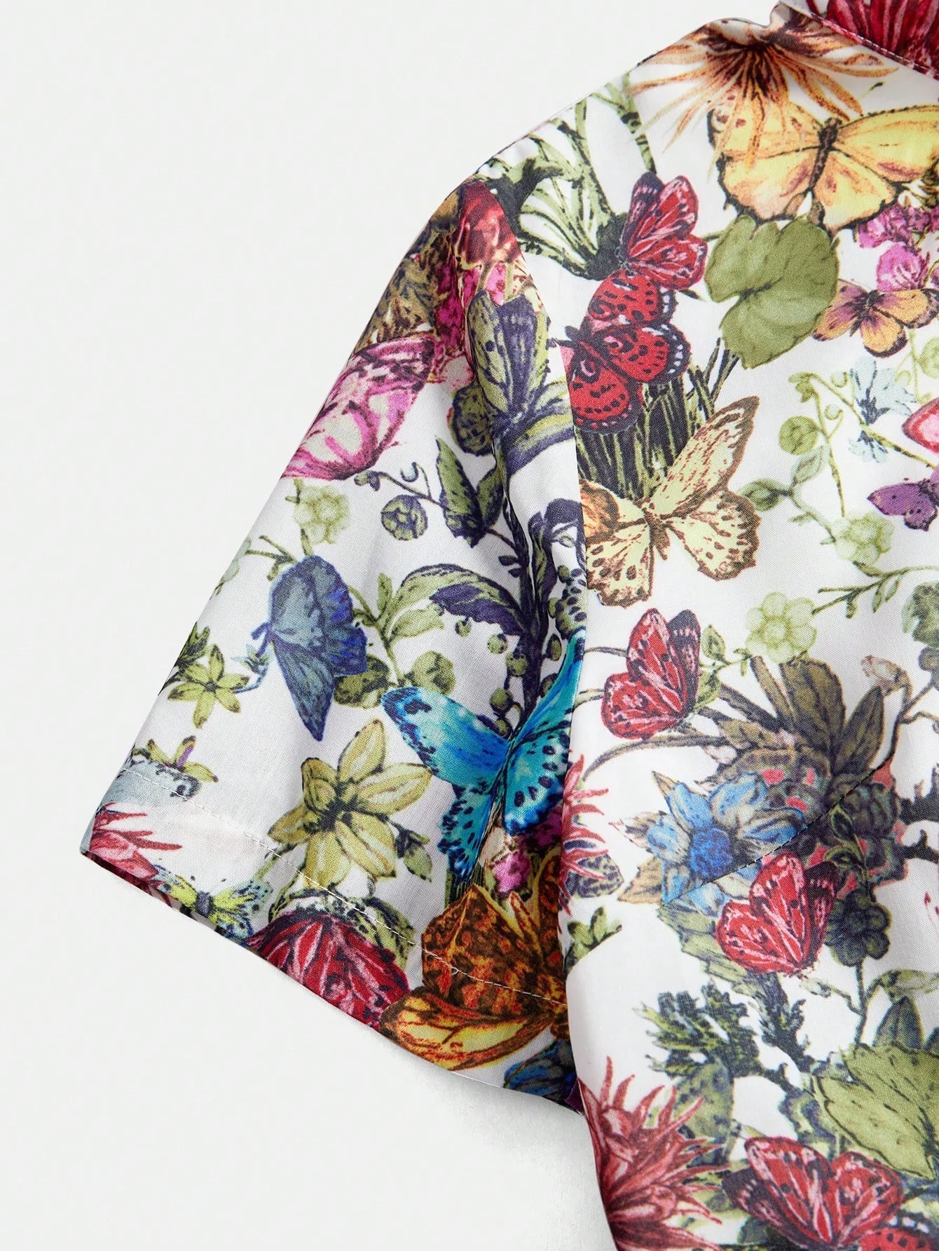 SpringSummer Dopamine Color Butterfly amp Floral Print Stand Collar Long Shirt Dress With Belt