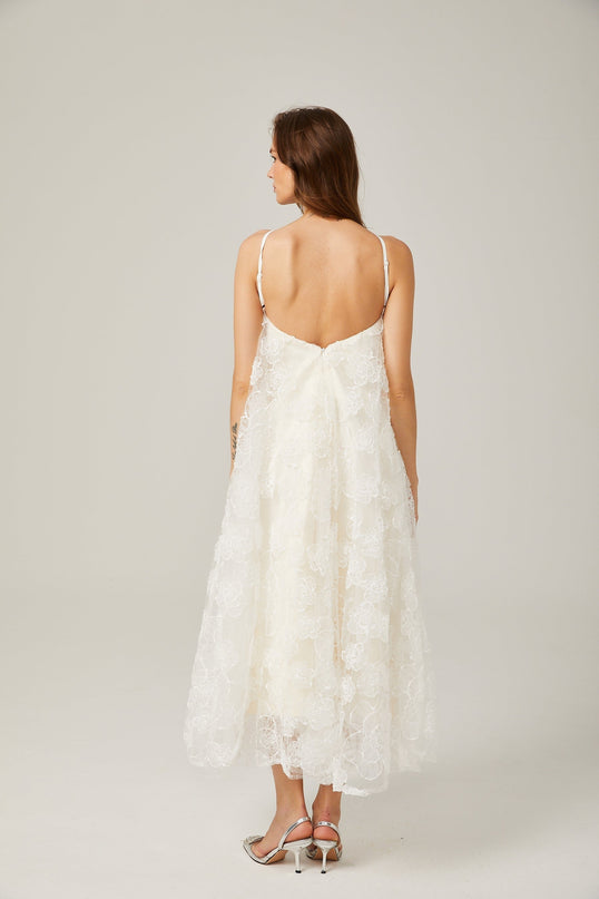 Stacie white floralappliqué maxi dress