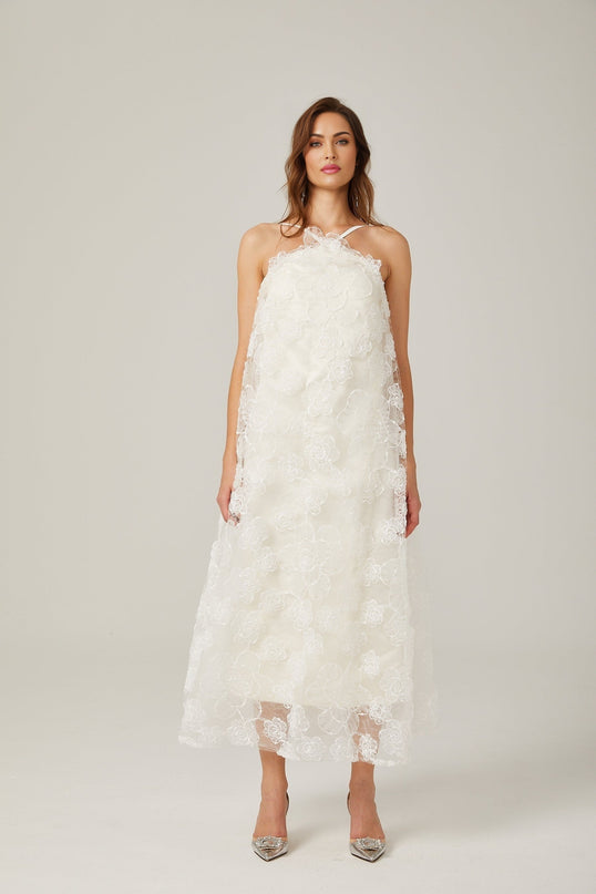 Stacie white floralappliqué maxi dress