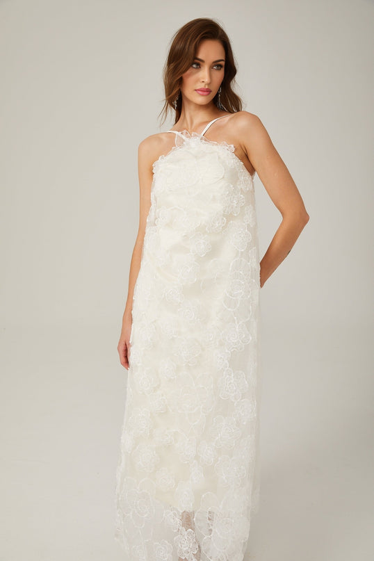 Stacie white floralappliqué maxi dress