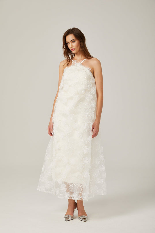 Stacie white floralappliqué maxi dress