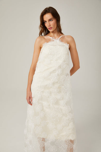 Stacie white floralappliqué maxi dress