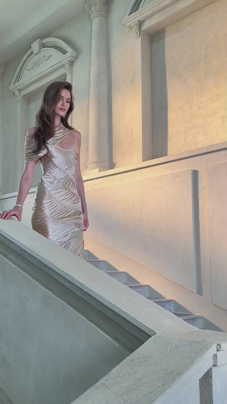 Stella Maxi Dress in Red Sea Ammonite Neutrals