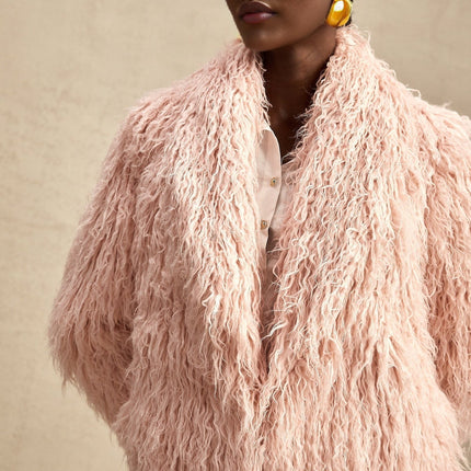 Stella Pink Faux Fur Coat Winter Fashion