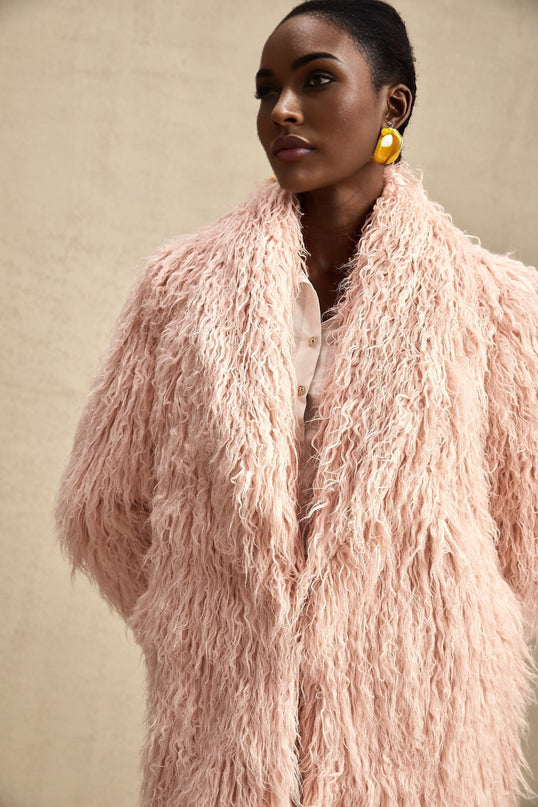 Stella Pink Faux Fur Coat Winter Fashion