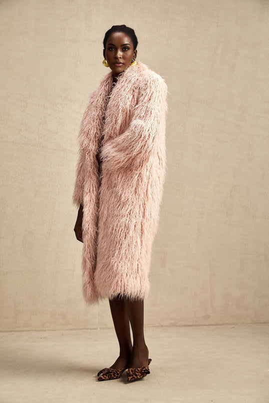 Stella Pink Faux Fur Coat Winter Style
