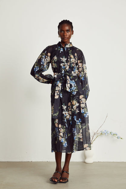 Stéphanie tulle floralprinted midi dress
