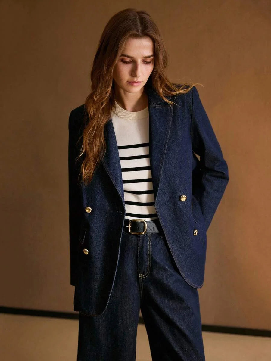 STRUCTURED DOUBLE BREASTED DENIM JACKET