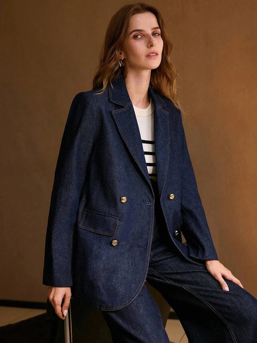 STRUCTURED DOUBLE BREASTED DENIM JACKET