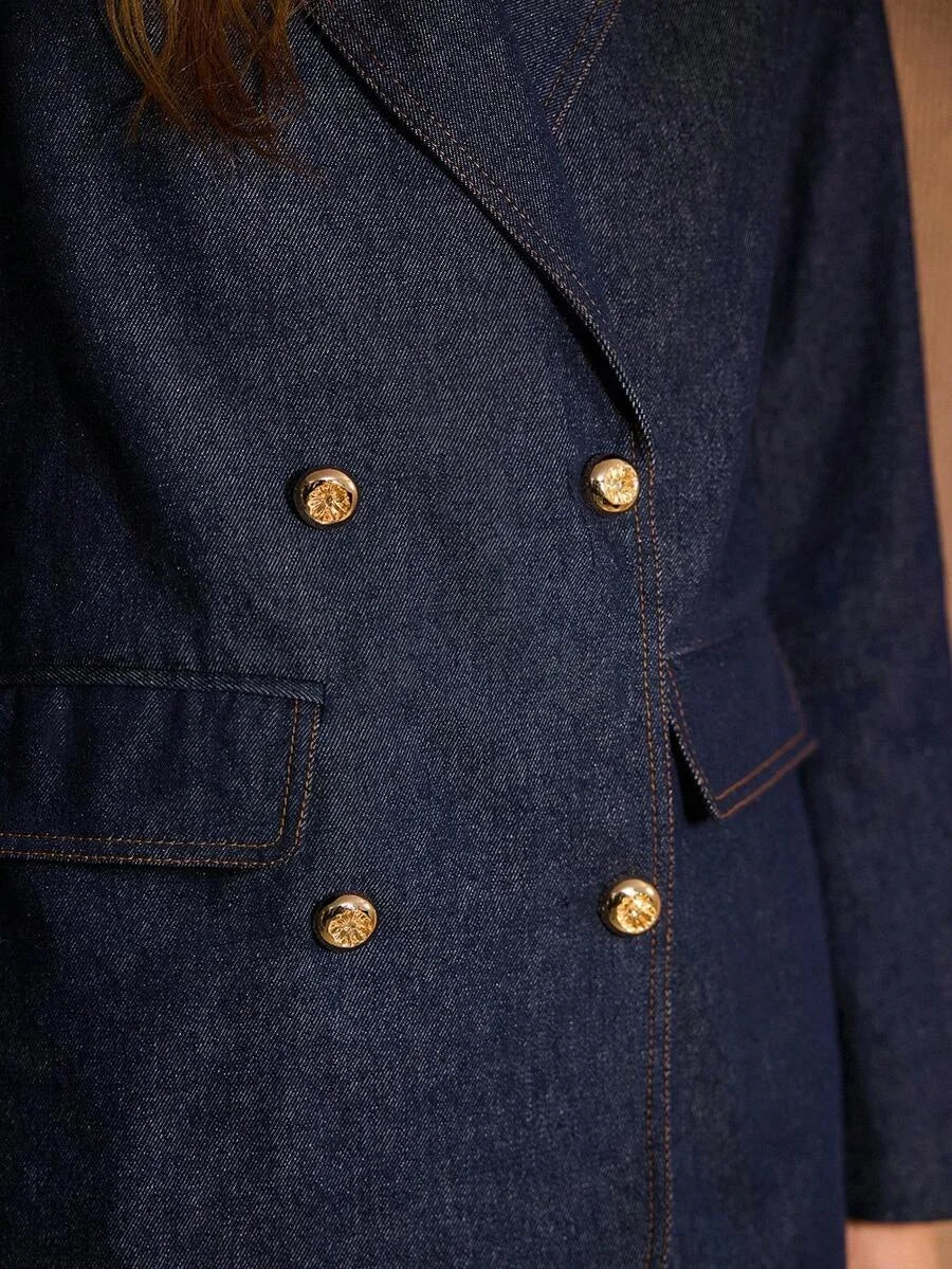 STRUCTURED DOUBLE BREASTED DENIM JACKET