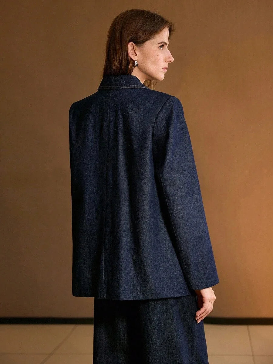 STRUCTURED DOUBLE BREASTED DENIM JACKET