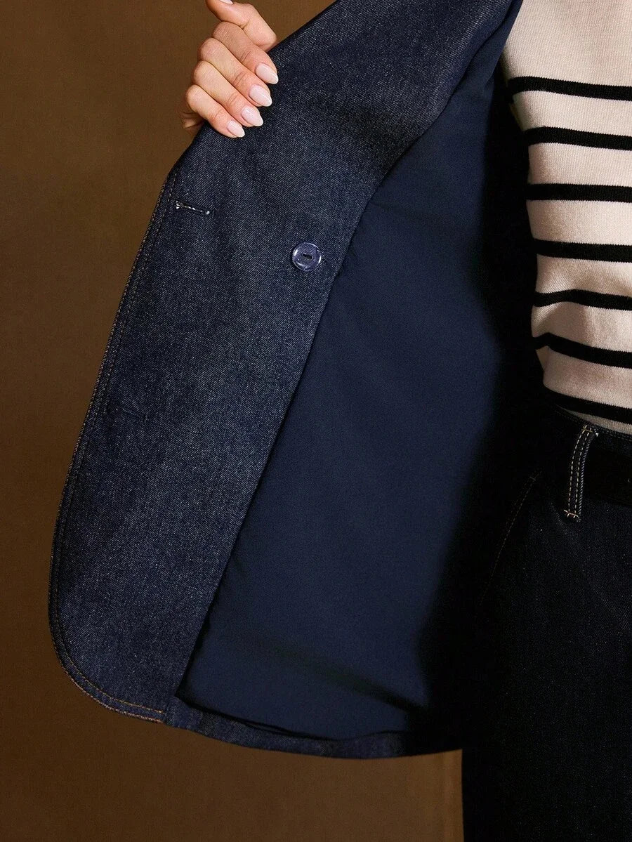 STRUCTURED DOUBLE BREASTED DENIM JACKET