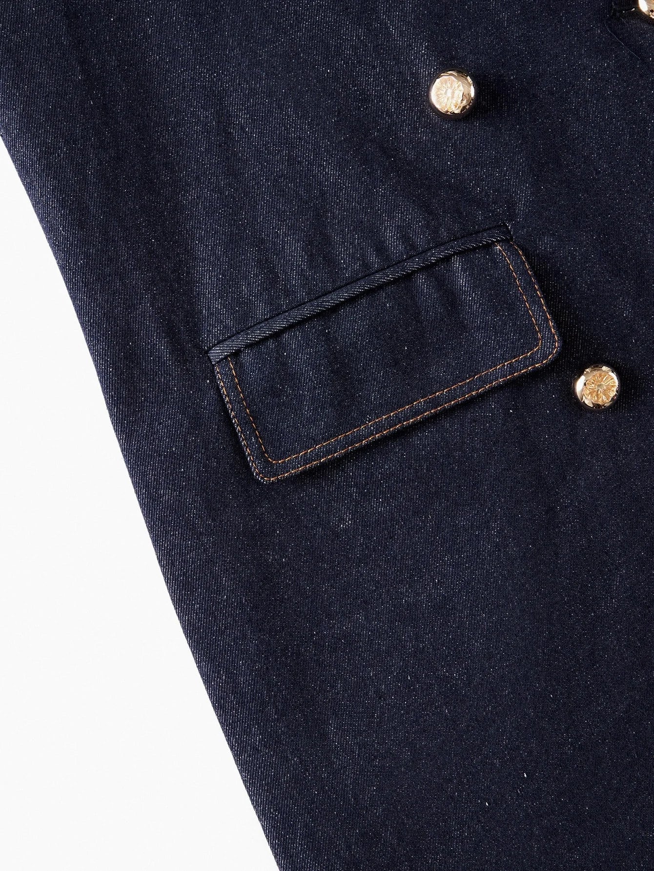 STRUCTURED DOUBLE BREASTED DENIM JACKET