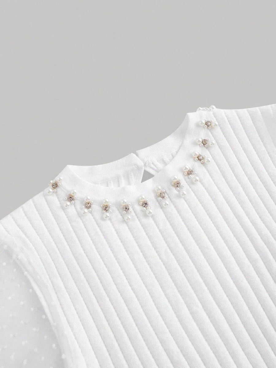 Summer Polka Dot Mesh Slim Short Sleeve Women Knitwear