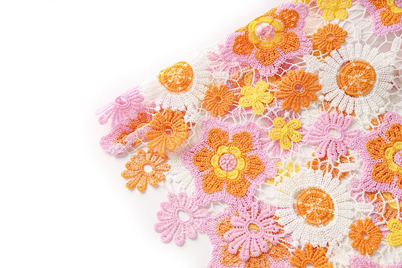 Sun - Kissed Bloom Lace Midi Skirt - XXS