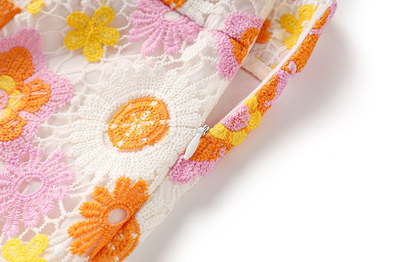 Sun - Kissed Bloom Lace Midi Skirt - XXS
