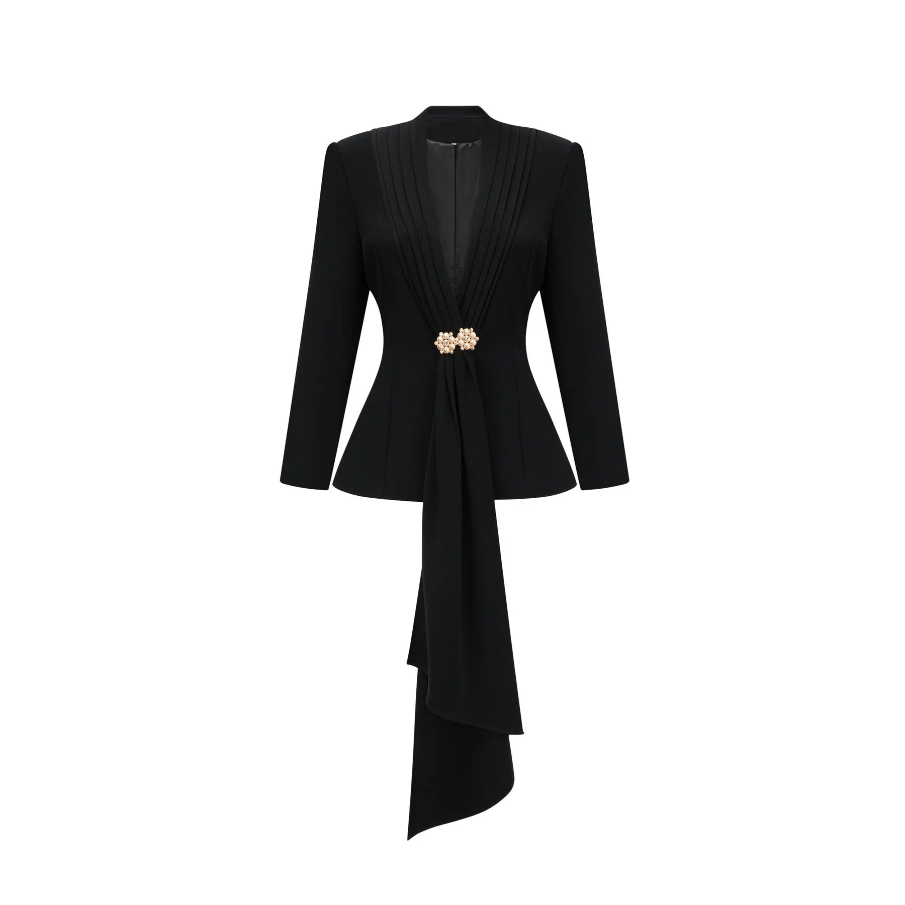 Suzanne black pleated jacket  trousers matching set