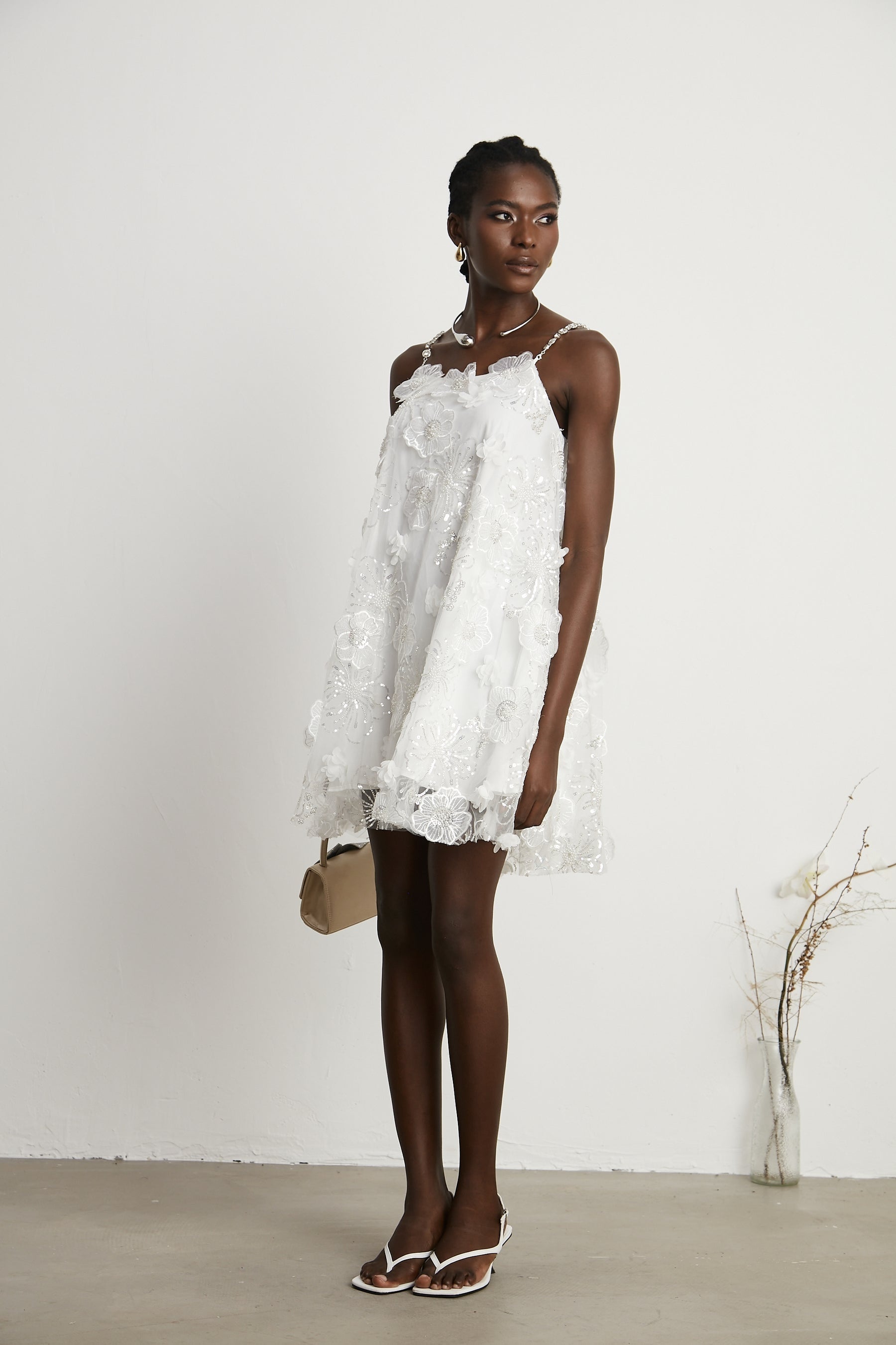 Suzette crystalembellished floral mini dress