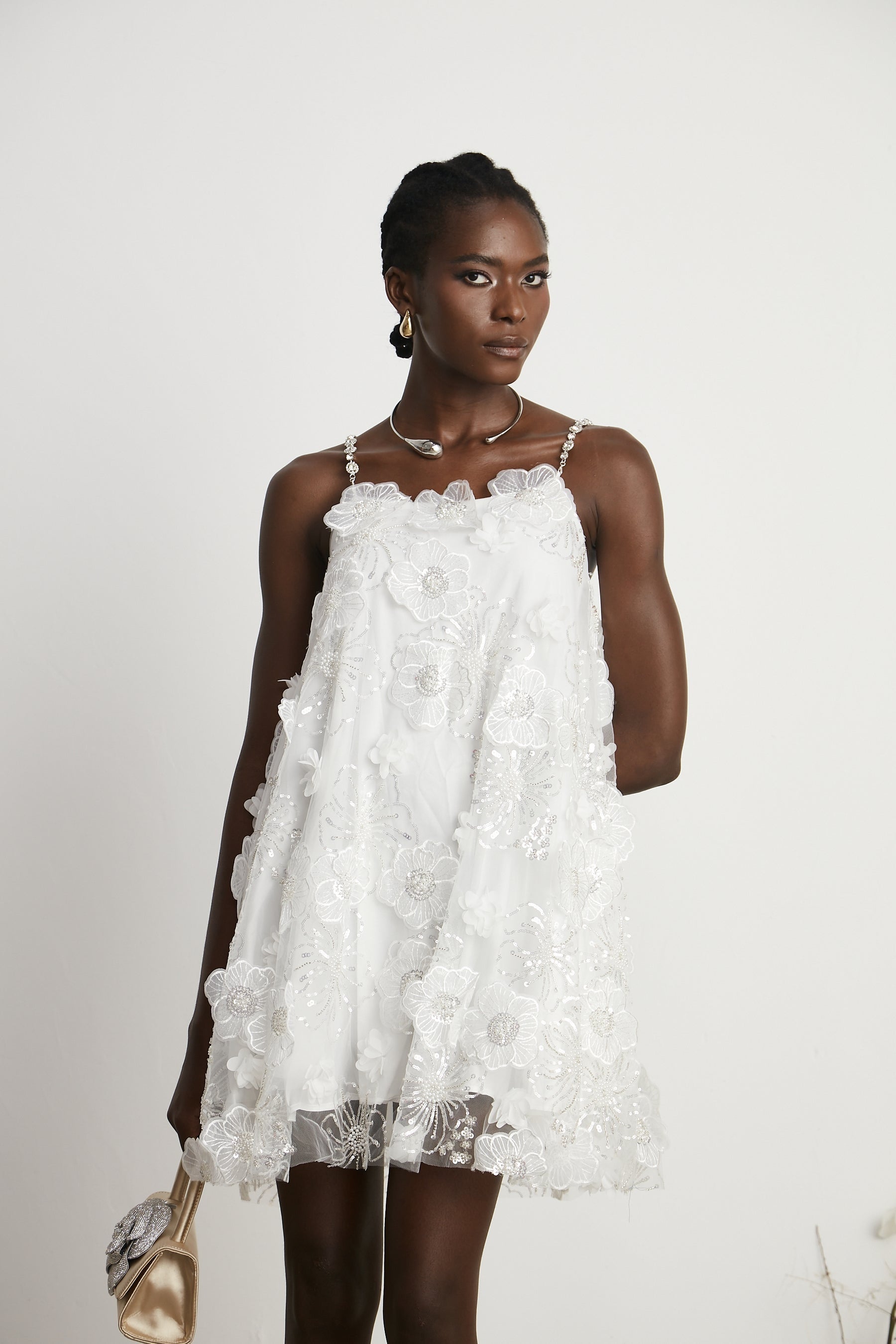 Suzette crystalembellished floral mini dress