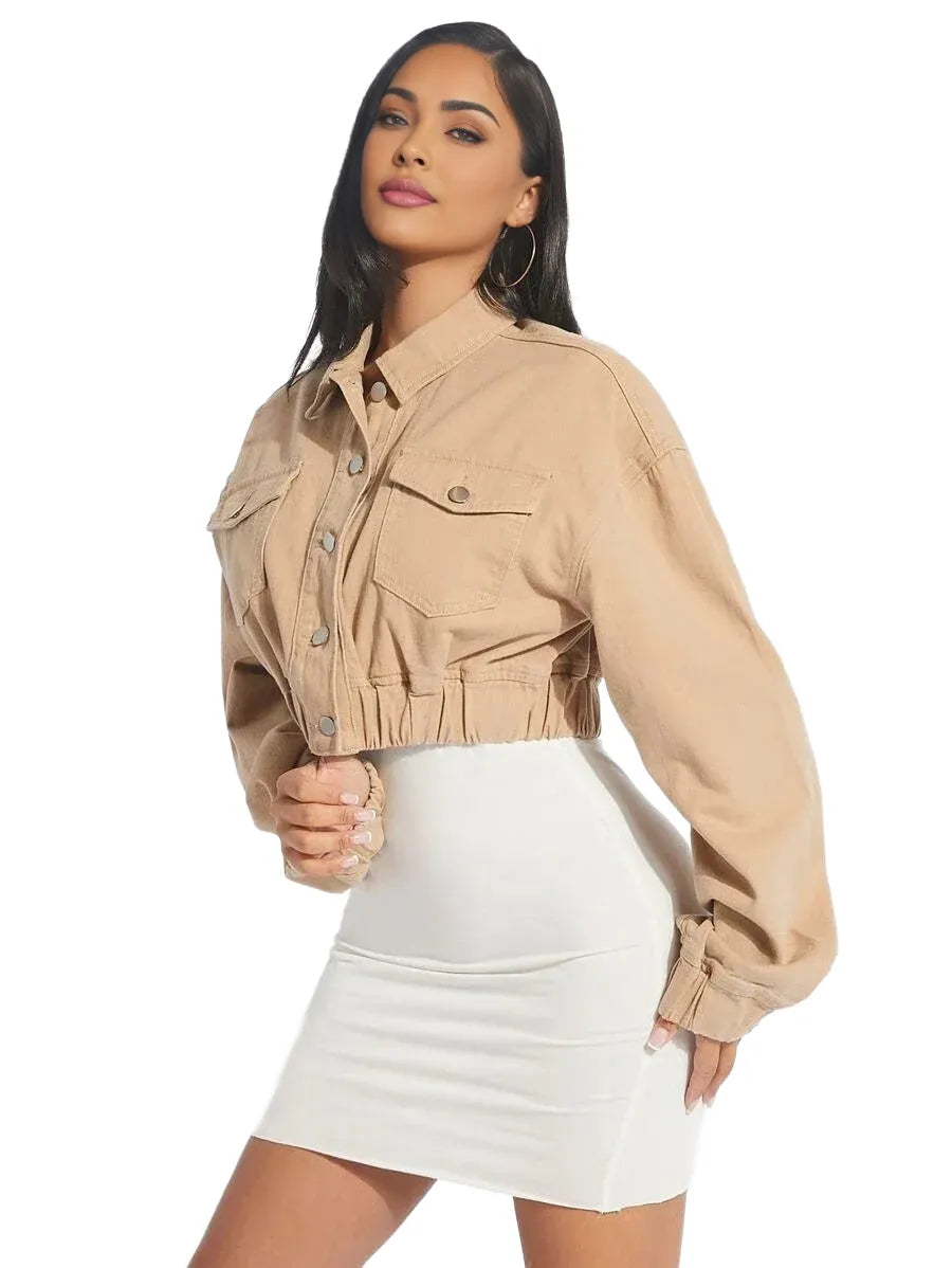 SXY Flap Pocket Drop Shoulder Denim Jacket
