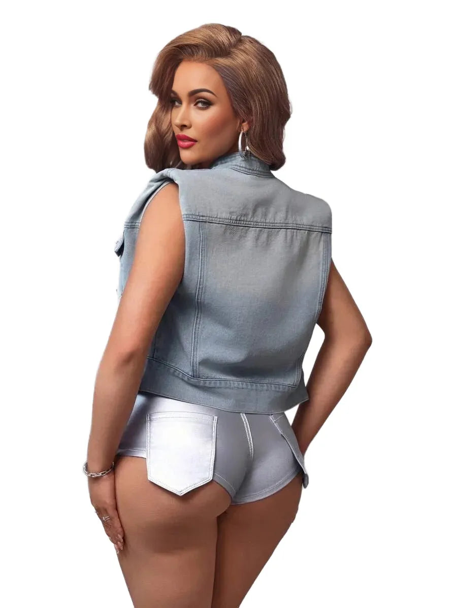 SXY Womens Casual Denim Jacket And Coat Minimalist And Fashionable Suitable For Summer