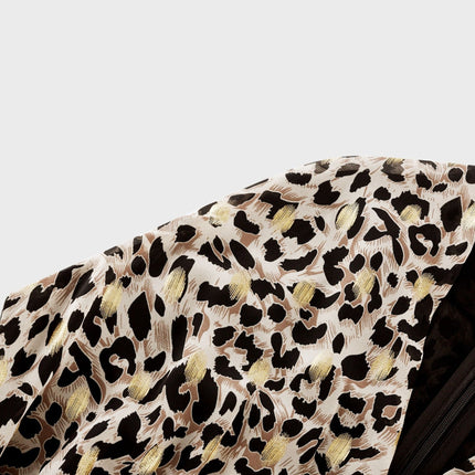Sydney Yellow Black Leopard Print Midi Dress V-neck Sleeveless A-line Flounce Hem Rear Zip Fastening Terylene