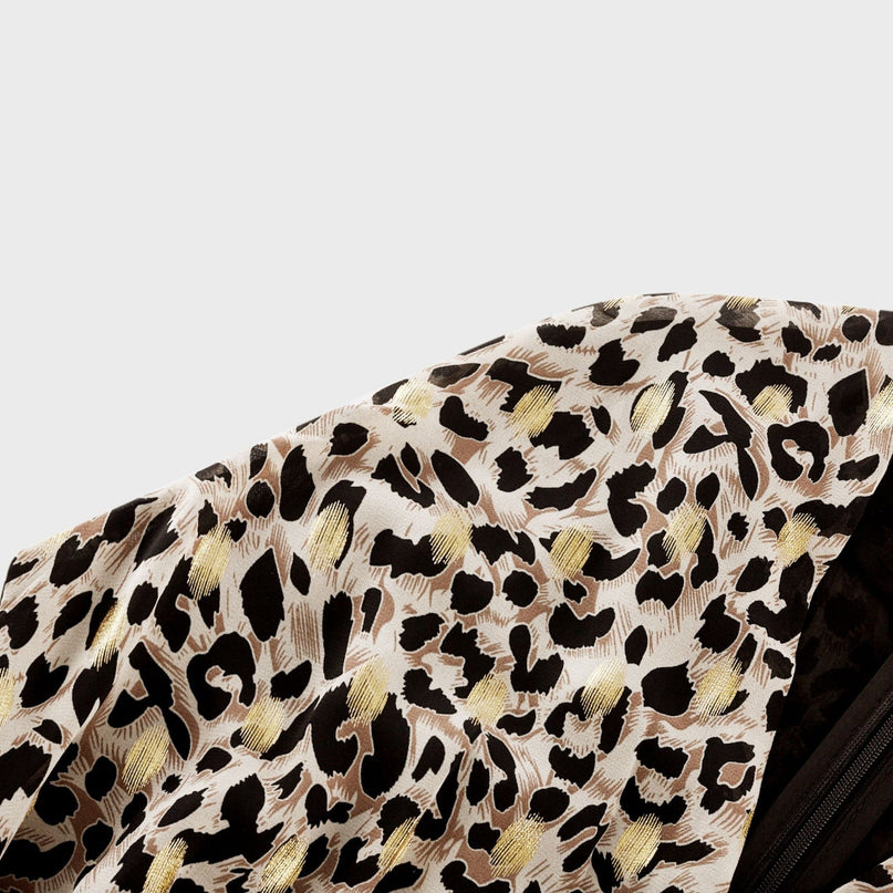 Sydney Yellow Black Leopard Print Midi Dress V-neck Sleeveless A-line Flounce Hem Rear Zip Fastening Terylene